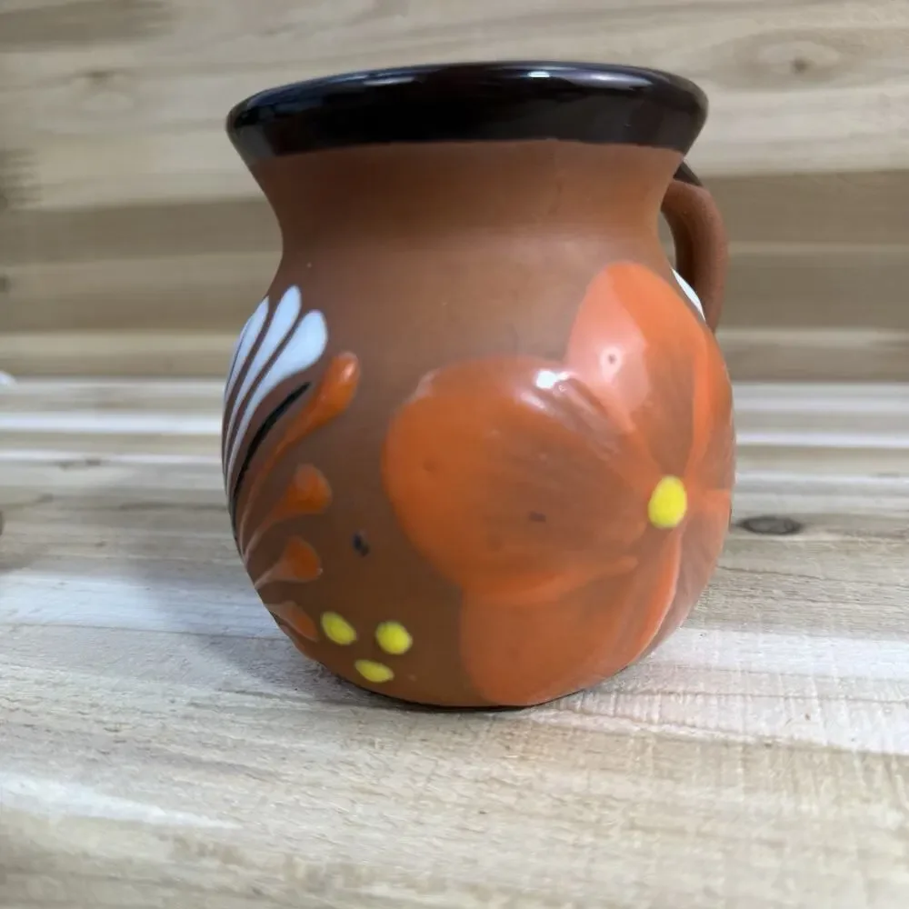 1 Mexican Hand Painted Clay Mug aka Jarrito, 4